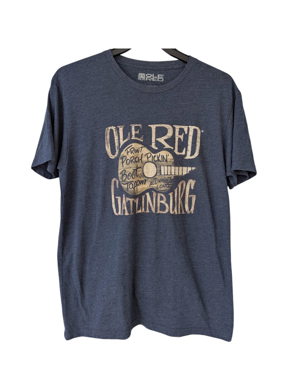 Ole Red Gatlinburg Guitar T-Shirt Mens L Blue Blake Shelton Country TN 21.5x30